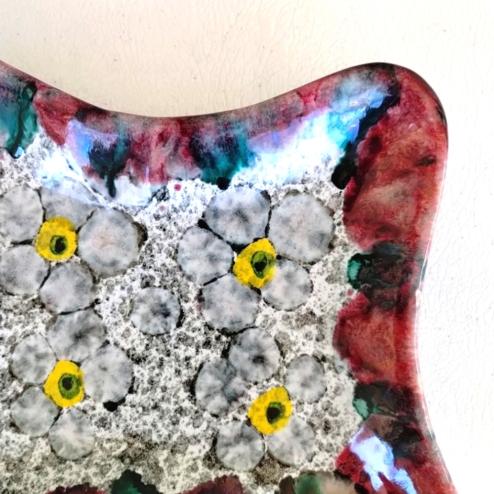 Italian Art Pottery Trinket Dish Ashtray Dripped Glazed Amoeba Freeform Signed - Picture 5 of 15